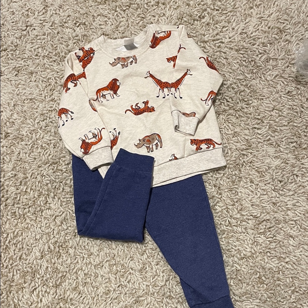Carter's Cream and Blue Kids Matching Set